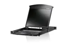ATEN-KL1508AIM Sürgülü Kasaya Sahip, 17 inç LCD Ekran, Türkçe Klavye ve Touchpad'i Bulunan 8 Port Cat 5 KVM Over the NET™ Switch - 1 lokal / 1 uzak kullanıcı erişimi