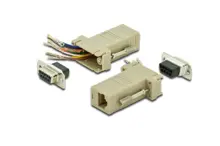 AK-610516-000-I Modüler Adaptör (Coupler), DB9 Dişi <-> RJ45 Dişi, Vidalı, PVC, Bej Renk