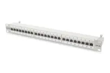 DN-91624S-EA Digitus 19 Inch 24 Port Cat-6a EA Sınıfı FTP Patch Panel, Zırhlı, 1U, tozdan korumak için kapaklı, 8P8C, gri RAL 7035 renk