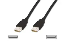 AK-300100-018-S USB 2.0 Bağlantı Kablosu, USB A Erkek - USB A Erkek, 1.8 metre, AWG 30, USB 2.0 uyumlu, UL, siyah renk