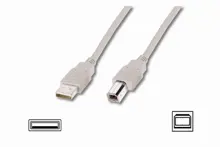 AK-300102-018-E USB 2.0 Bağlantı Kablosu, USB A Erkek - USB B Erkek, 1.80 metre, AWG 28, UL, bej renk