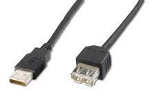 AK-300200-030-S USB 2.0 Uzatma Kablosu, USB A Erkek - USB A Dişi, 3 metre, AWG 28, USB 2.0 uyumlu, UL, siyah renk