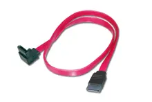 AK-400104-005-R SATA Kablosu,  SATA II/III, L-Tipi dişi - L-Tipi dişi, AWG26, 0.5 metre, 90 derece açılı düz, zırhsız, UL, kırmızı renk