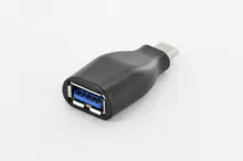 AK-300506-000-S USB Tip C Adaptörü, USB Tip C Erkek - USB Tip A Dişi, Super-Speed, zırhsız, UL, nikel kaplama, siyah renk