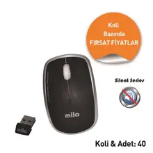 Mila Ml402 Silent Serisi Kablosuz Usb Nano Alıcılı Optik Mouse Siyah-1 Koli
