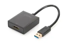 DA-70841 Digitus USB 3.0 <-> Hdmi Grafik Adaptörü<br>Giriş: 1 x USB 3.0 USB-A erkek<br>Çıkış: 1 x Hdmi A (19-pin) dişi  (Full HD, 1080p)<br>Plastik